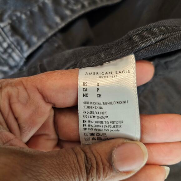 American Eagle Black Faded Denim Jacket Size S - Picture 3 of 4